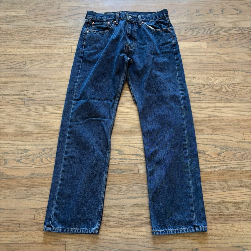 Levis 505 Regular Fit Straight Leg Jeans Dark Wash Indigo 100% Cotton 30x30